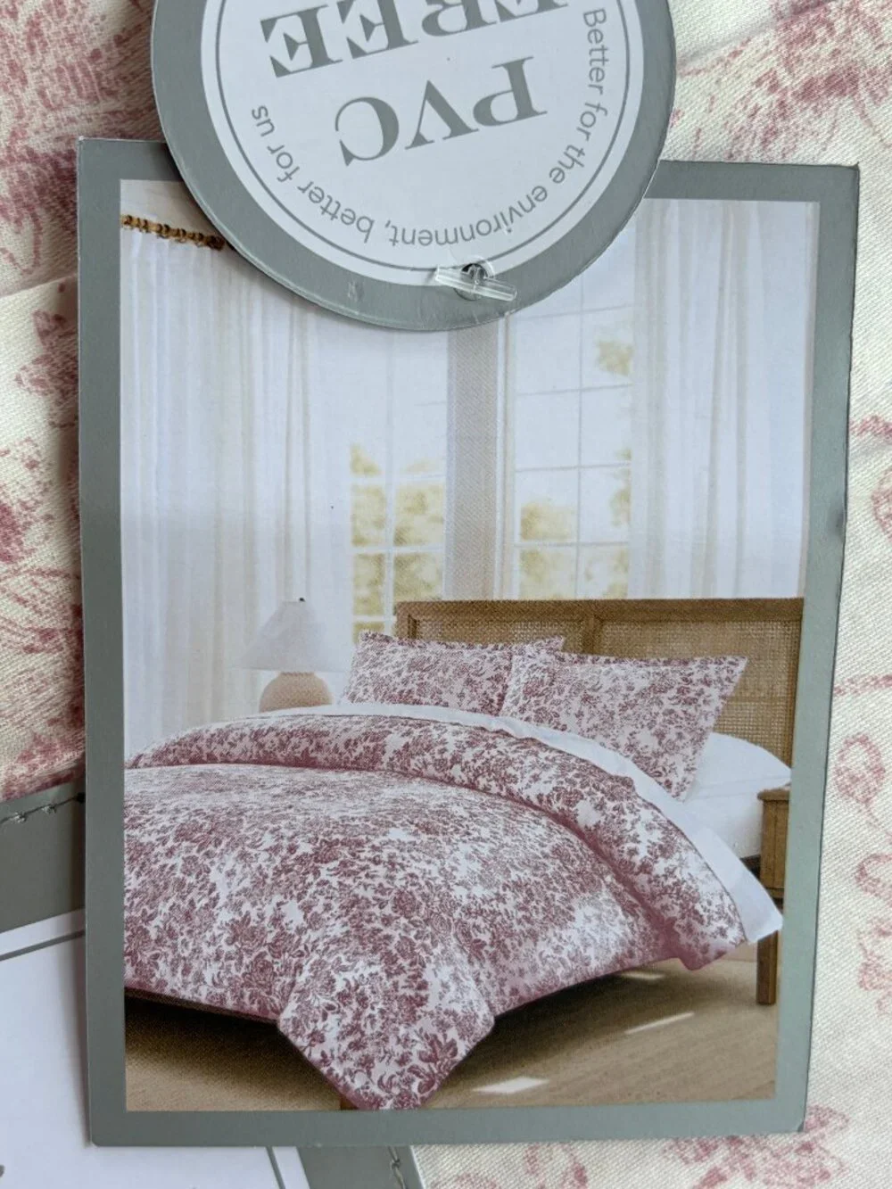 Rachel Ashwell Shabby FULL QUEEN Size Cotton Duvet Set Distressed Red Floral